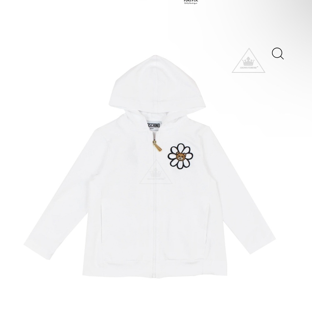 Moschino White Kids Hoodie with Floral Patch